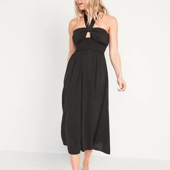 Old Navy Dresses & Skirts - Old Navy Fit & Flare Smocked Twist-Front Halter Maxi Dress for Women New